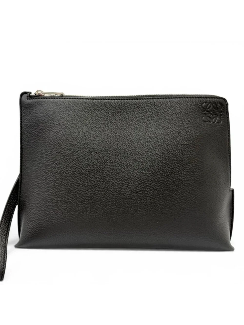 Loewe Leather Anagram Embossed Logo L Zip Pouch Clutch Black